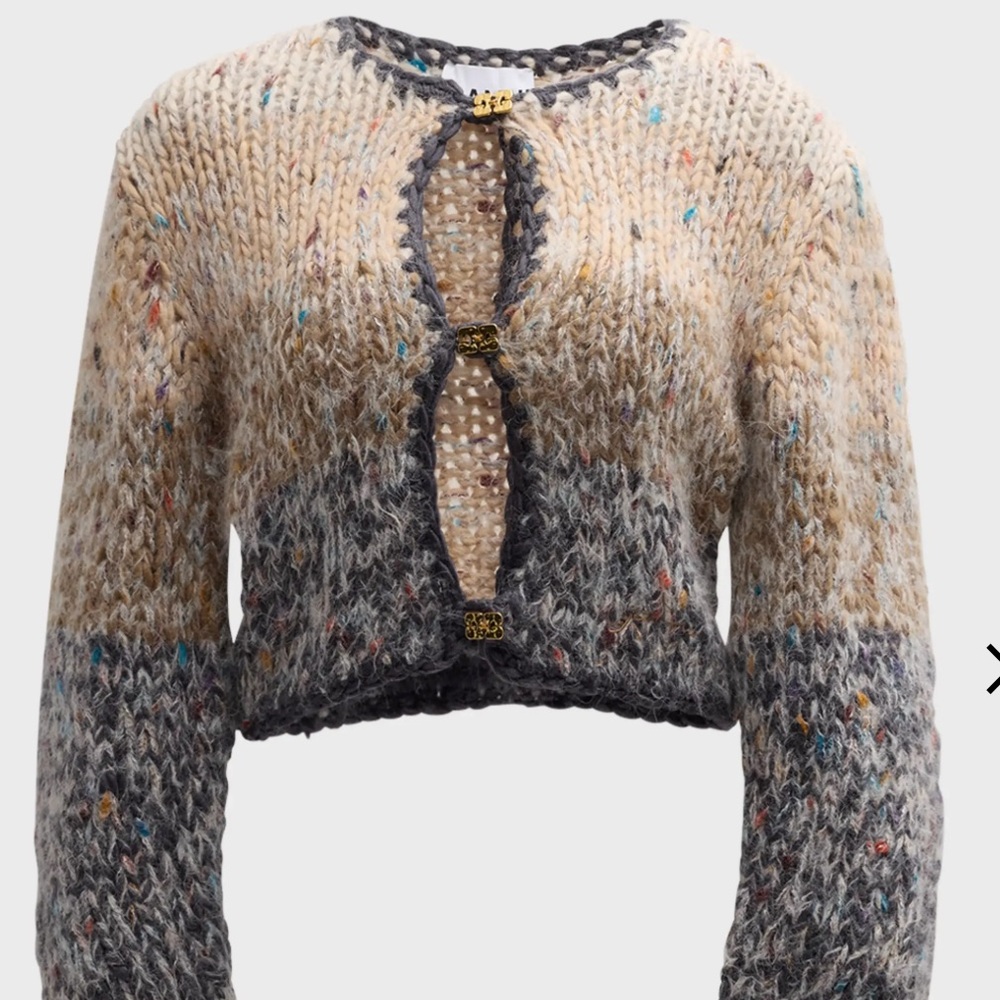 NWT $475 Ganni Marled Hand-Knit Cropped Cardigan - Picture 7 of 7